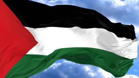 wehende-Flagge-gegen-den-blauen-Himmel-Palästina