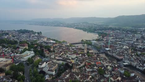 sunset-time-zurich-city-center-river-and-lake-aerial-panorama-4k-switzerland