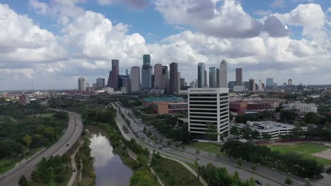 Aerial-of-Downtown-Houston,-Texas