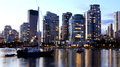 Día-a-noche-timelapse-en-Vancouver,-Canadá