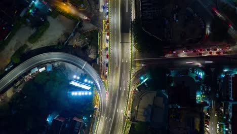 Kuala-Lumpur-Zentrum-Verkehr-Kreuzung-aerial-Panorama-Zeitraffer-4k-Malaysia