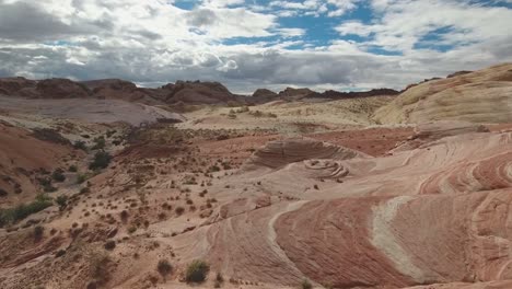 Aerial-view-of-Fire-Wave-rock-formation-at-Valley-of-Fire-State-Park-in-Nevada