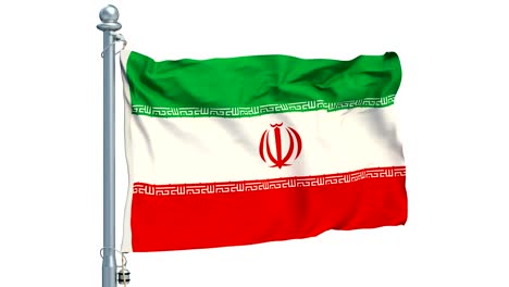 Iraní-bandera-ondeando-sobre-fondo-blanco,-animación.-Render-3D