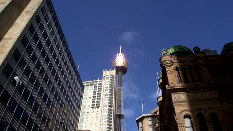 Tilt-pan-from-the-street-corner-to-the-Sydney-Tower