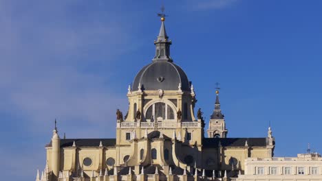 spain-blue-sky-madrid-sunny-day-almudena-cathedral-front-top-4k