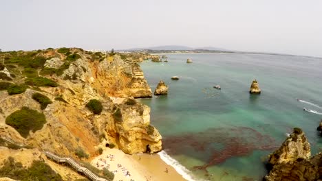 Metraje-aéreo-Lagos,-puente-de-la-piedad,-Algarve,-Portugal