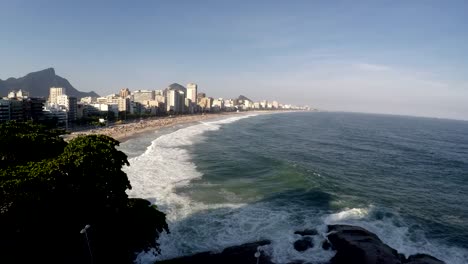 Aerial-view-of-Ipanema-beach-at-Rio-de-Janeiro,-Brazil