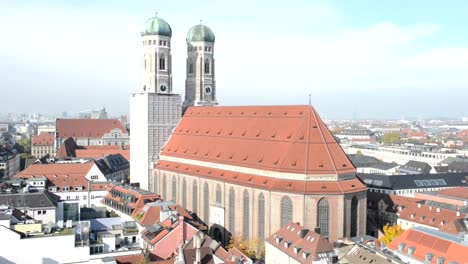 Frauenkirche-at-historical-city-of-Munich.-Cityscape-overview-from-top-of-town-hall.