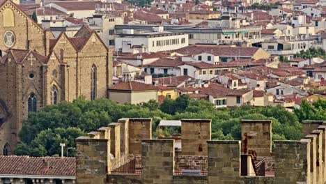 Aerial-panoramic-view-of-Florence-at-sunset,-Italy