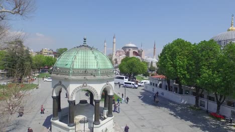 Aerial-view-of-Hagia-Sophia-in-Istanbul,-Turkey