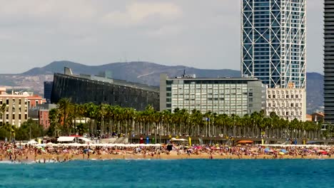 Beaches-and-architecture-of-Barcelona-city.Time-lapse.