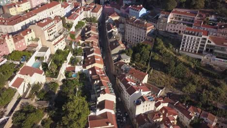 Portugal-sonnigen-Abend-Lissabon-Stadt-Luftbild-Panorama-4k