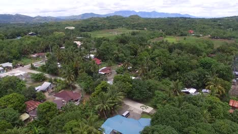 View-of-small-farming-community-village-roof-houses.-drone-aerial-shot