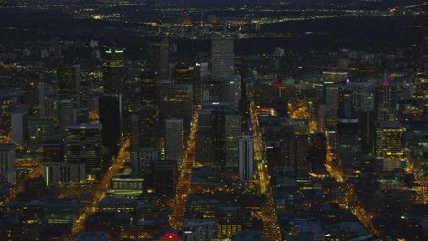 Aerial-view-of-downtown-Denver-buildings-at-night