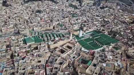 Aerial-view-on-medersa-in-old-Medina-in-Fes