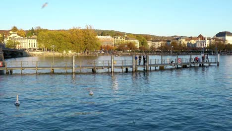 Panorama-of-the-embankment-of-the-Zurich-lake,--Switzerland