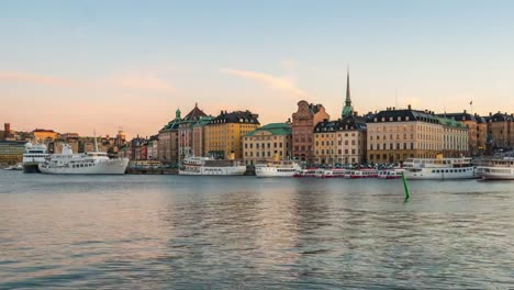 Stockholm-city-skyline-day-to-night-timelapse-in-Stockholm,-Sweden-time-lapse