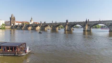 Timelapse-of-Vltava-river-with-boats