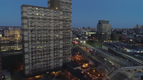 Aerial-of-Downtown-Brooklyn,-New-York