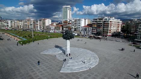 Izmir-Square-Drone,-City-square-by-from-drone