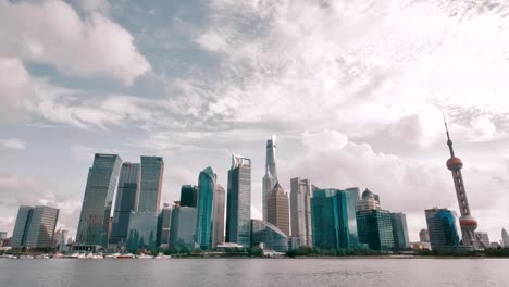 Time-lapse-view-from-the-Bund-over-Lujiazui,-Pudong-area-in-Shanghai,-China.