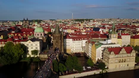 Amazing-aerial-view-of-the-Prague-city-Charles-bridge-from-above.