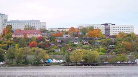 Small-concrete-houses-on-the-mountain-in-Stockholm-Sweden