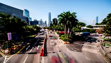 Hong-Kong,-China-Nov-15,v-2014:-The-busy-traffic-and-the-project-near-the-harbour-in-Hong-Kong,-China