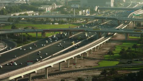 Time-lapse-shot-traffic-moving-on-road-in-a-city,-Dubai,-United-Arab-Emirates