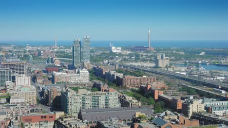 Elevated-view-of-cityscape-during-day,-Toronto,-Ontario,-Canada