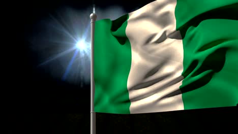 Nigeria-national-flag-waving-on-flagpole