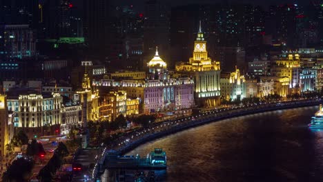 luz-de-noche-de-Shangai-tráfico-panorama-Bahía-4k-lapso-de-tiempo