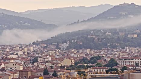 Luftbild-Panorama-von-Florenz-bei-Sonnenuntergang,-Italien