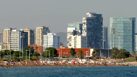 Beaches-and-architecture-of-Barcelona-city.Time-lapse.