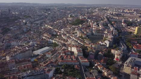 Portugal-sonnigen-Abend-Lissabon-Stadt-Luftbild-Panorama-4k