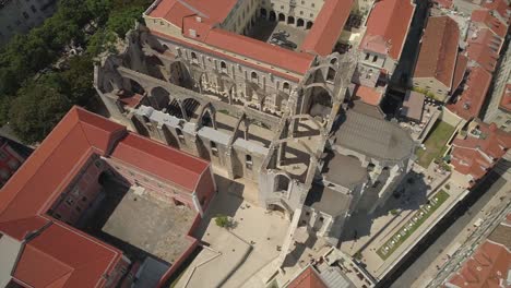 Portugal-sonnigen-Abend-Lissabon-Stadtbild-Ruinen-aerial-Panorama-4k