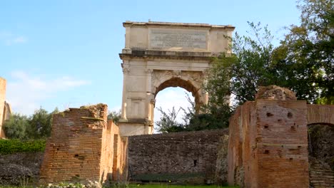 Closer-look-of-the-arch-of-Titus-in-Palatine-hill-in-Rome-in-Italy