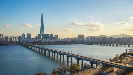 Skyline-von-Zeitraffer-von-Seoul-in-Seoul,-Südkorea-Zeitraffer-4K