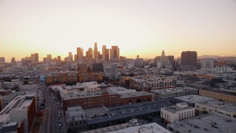 Aerial-shot-of-Los-Angeles-at-sunset