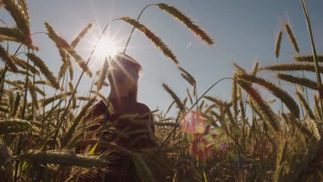 Adult-standing-in-Beautiful-wheat-field-with-blue-sky-and-epic-sun-light---shot-on-RED