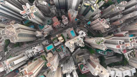 Aerial-drone-shot-of-Hong-Kong-city