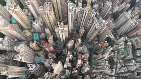 Aerial-drone-shot-of-Hong-Kong-city