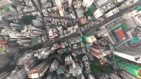 Aerial-drone-shot-of-Hong-Kong-city