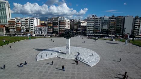 Izmir-Square-Drone,-City-square-by-from-drone