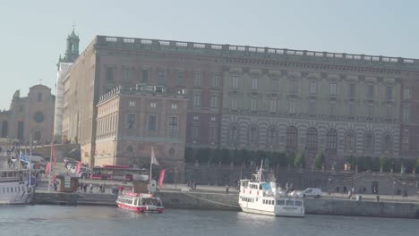 Boats-docking-on-the-port-in-Stockholm-Sweden