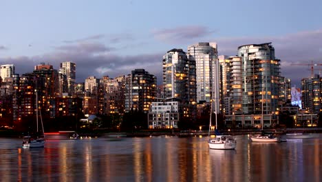 Día-a-noche-timelapse-Vancouver,-Columbia-Británica