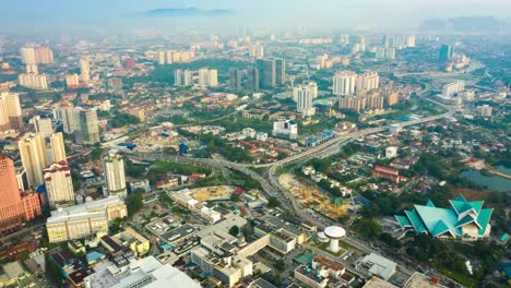 Morgen-Kuala-Lumpur-Verkehrsstraße-aerial-Panorama-Zeitraffer-4k-Malaysia