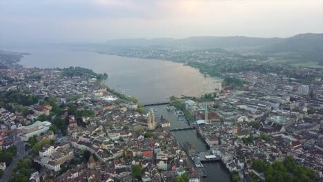 Sonnenuntergangszeit-zurich-Stadtbild-zentrale-Luft-Panorama-4k-Schweiz