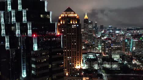 Aerial-of-Atlanta,-Georgia-at-Night