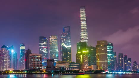 Time-lapse-photography-4K-Shanghai-pudong-downtown-at-night,-China